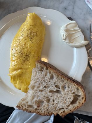 Omelette with sourdough and whipped butter